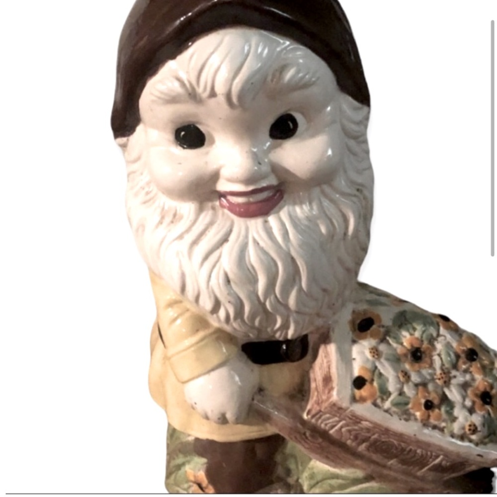 Vintage Rock garden gnome hand made painted ceramic